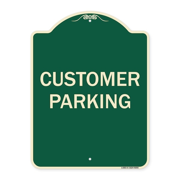 Signmission Designer Series Sign-Customer Parking, Green Heavy-Gauge Aluminum, 24" x 18", G-1824-9855 A-DES-G-1824-9855 - main
